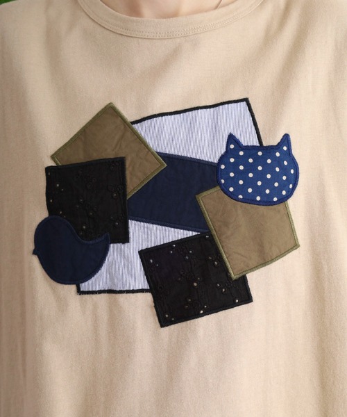 EMAGO 異素材パッチワークTシャツ（Tシャツ/カットソー