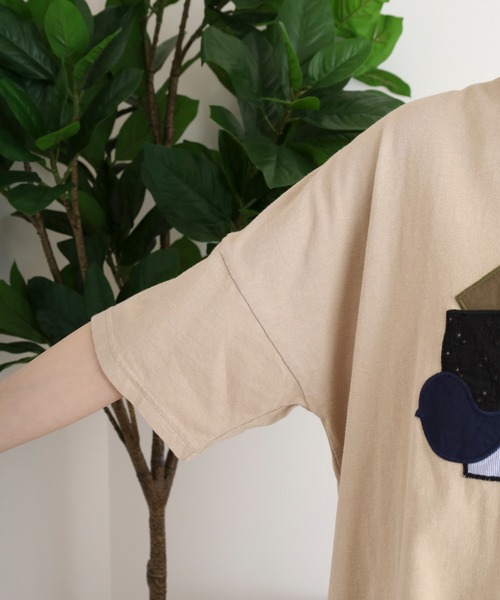 EMAGO 異素材パッチワークTシャツ（Tシャツ/カットソー