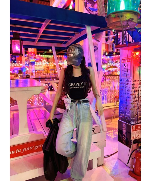 CHARME BY MICOLA(シャルムバイミコラ)の「カップ付 フロント ロゴ リブ キャミソール(キャミソール・レディース・グレー/レッド/ブラック・FREE)」の6枚目の写真