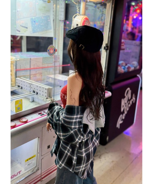 CHARME BY MICOLA(シャルムバイミコラ)の「カップ付 フロント ロゴ リブ キャミソール(キャミソール・レディース・グレー/レッド/ブラック・FREE)」の10枚目の写真