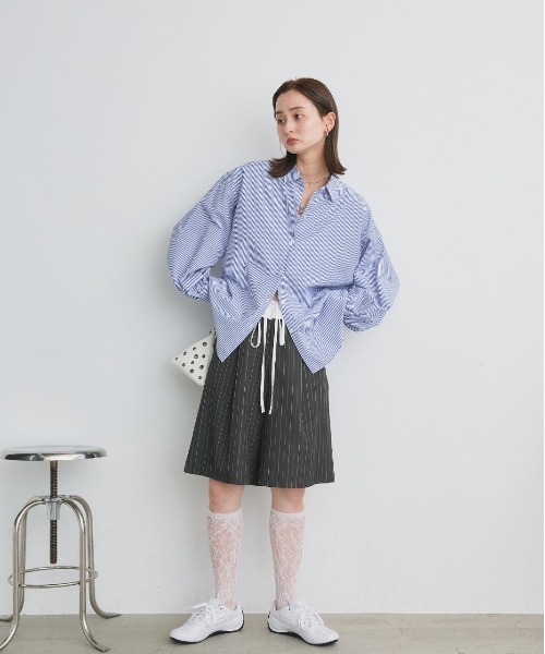 ad thie(アドティエ)の「ウエストフリル切替 ストライプ バミューダパンツ(その他パンツ・レディース・ブラック/グレー・FREE)」の22枚目の写真