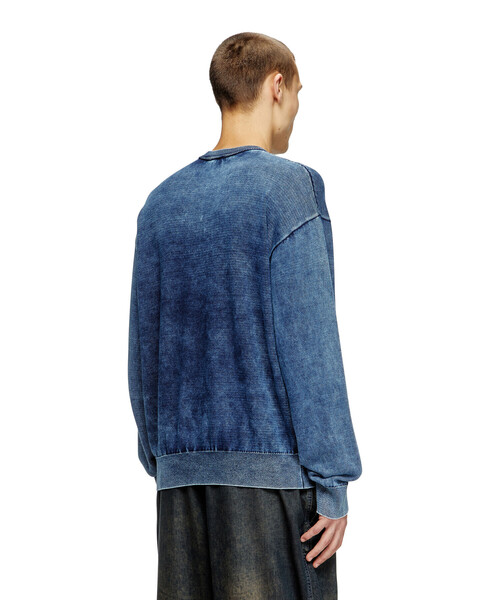 DIESEL k-darin-a インディゴブルー オーバルD クルーネック Men's Treated jumper with metal logo insert | Beige | Diesel