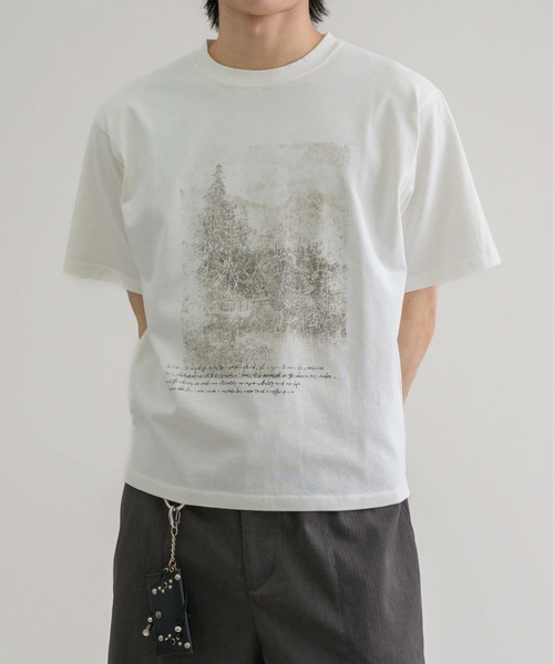 EPNK（イーピーエヌケー）の「【EPNK】Crack graphic tee / クラックグラフィックTee（Tシャツ/カットソー・メンズ・ブラック/杢グレー/オフホワイト・SMALL/LARGE/MEDIUM）」の7枚目の写真