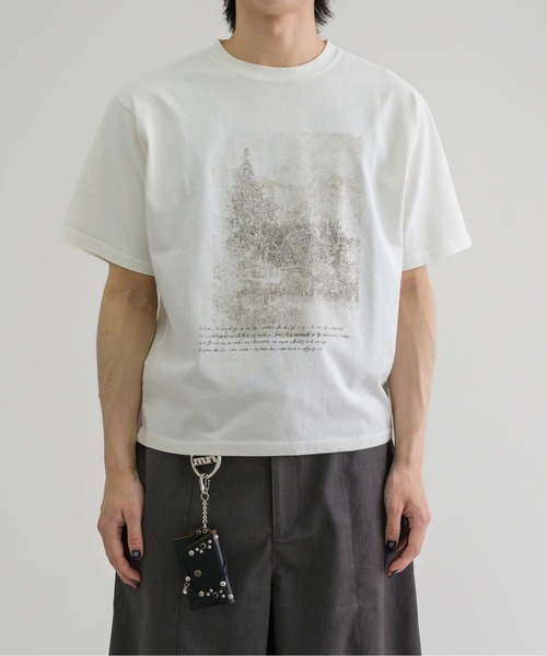 EPNK（イーピーエヌケー）の「【EPNK】Crack graphic tee / クラックグラフィックTee（Tシャツ/カットソー・メンズ・ブラック/杢グレー/オフホワイト・SMALL/LARGE/MEDIUM）」の6枚目の写真