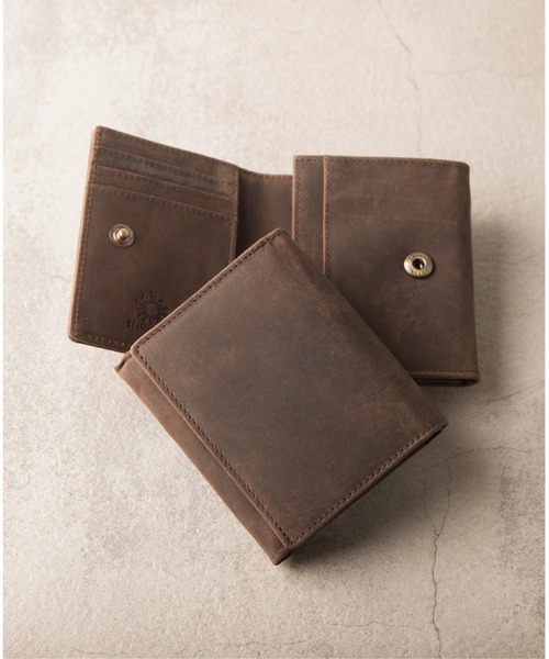 Hallelujah（ハレルヤ）の「ミニ財布 かぶせ蓋 FOLIO プルアップレザー（財布・レディース・ブラック/チョコ/ダークグリーン/ネイビー/キャメル/ワインレッド・FREE）」の2枚目の写真