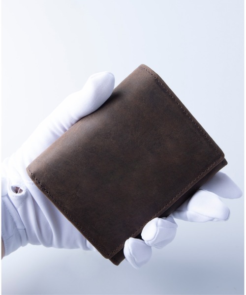 Hallelujah（ハレルヤ）の「ミニ財布 かぶせ蓋 FOLIO プルアップレザー（財布・レディース・ブラック/チョコ/ダークグリーン/ネイビー/キャメル/ワインレッド・FREE）」の16枚目の写真