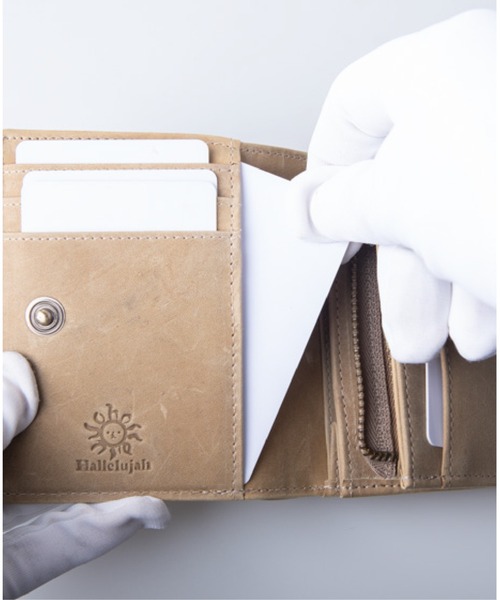 Hallelujah（ハレルヤ）の「ミニ財布 かぶせ蓋 FOLIO プルアップレザー（財布・レディース・ブラック/チョコ/ダークグリーン/ネイビー/キャメル/ワインレッド・FREE）」の17枚目の写真