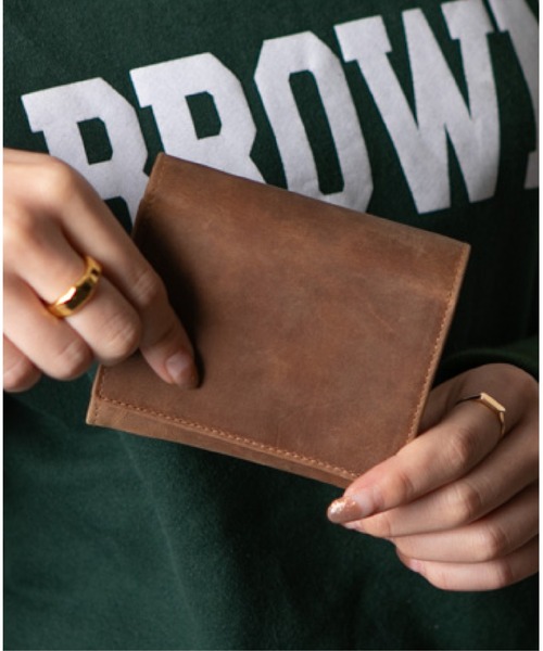 Hallelujah（ハレルヤ）の「ミニ財布 かぶせ蓋 FOLIO プルアップレザー（財布・レディース・ブラック/チョコ/ダークグリーン/ネイビー/キャメル/ワインレッド・FREE）」の8枚目の写真