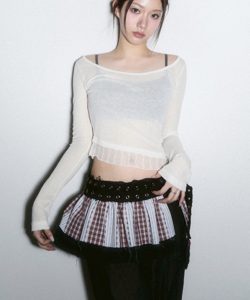 CHERRYQUIRI(チェリーキュリー)の「【CHERRYQUIRI】pleats layered belt / 【チェリーキュリー】プリーツレイヤードベルト(スカート・レディース・ブラック×レッド/ホワイト×カーキブラウン・ONE SIZE)」の13枚目の写真