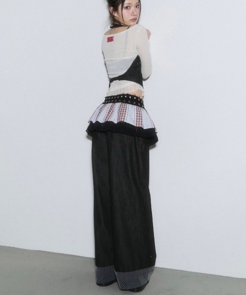 CHERRYQUIRI(チェリーキュリー)の「【CHERRYQUIRI】pleats layered belt / 【チェリーキュリー】プリーツレイヤードベルト(スカート・レディース・ブラック×レッド/ホワイト×カーキブラウン・ONE SIZE)」の16枚目の写真