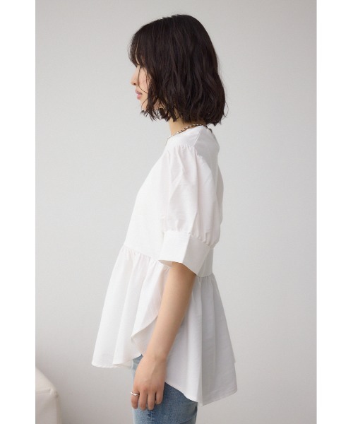 AZUL by moussy（アズールバイマウジー）の「袖カフスペプラムトップス（シャツ/ブラウス・レディース・ライトブルー/ブラック/ライトベージュ/ホワイト・FREE）」の9枚目の写真