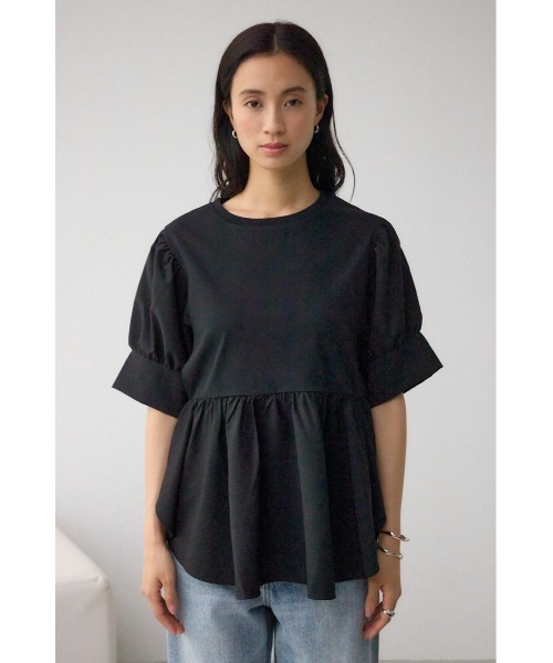 トップス ベロア ペプラム トップス 長袖 シャツ S-L 2color2462 セール】袖カフスペプラムトップス(シャツ/ブラウス)|AZUL BY
