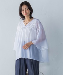 ピンタックレースチュニックブラウス≪手洗い可能≫
