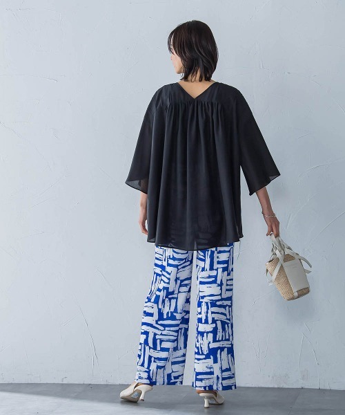 LAUTREAMONT(ロートレアモン)の「ピンタックレースチュニックブラウス≪手洗い可能≫(シャツ/ブラウス・レディース・ホワイト/ブラック・9号)」の9枚目の写真