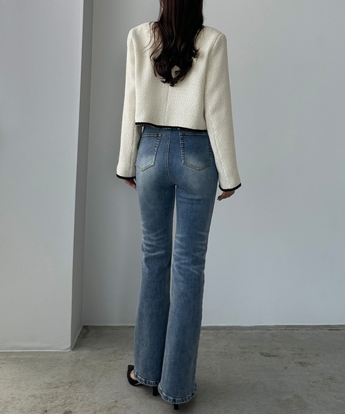 Louere（ルエレ）の「配色ラメツイードジャケット（ノーカラージャケット・レディース・アイボリー/ブラック系その他2/ブラック系その他・X-LARGE/LARGE/MEDIUM/SMALL）」の12枚目の写真