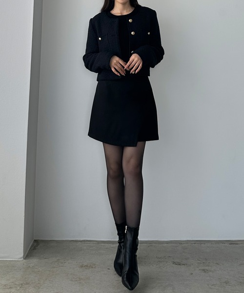 Louere（ルエレ）の「配色ラメツイードジャケット（ノーカラージャケット・レディース・アイボリー/ブラック系その他2/ブラック系その他・X-LARGE/LARGE/MEDIUM/SMALL）」の17枚目の写真