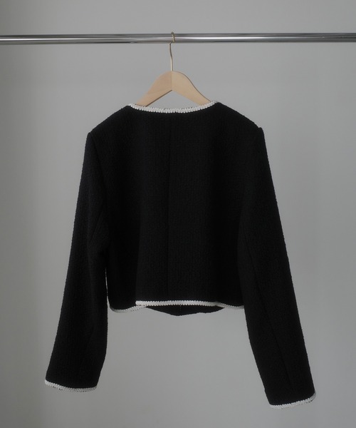 Louere（ルエレ）の「配色ラメツイードジャケット（ノーカラージャケット・レディース・アイボリー/ブラック系その他2/ブラック系その他・X-LARGE/LARGE/MEDIUM/SMALL）」の21枚目の写真