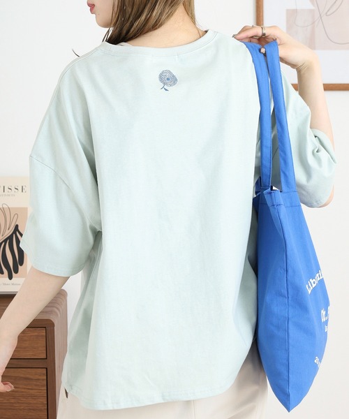 BARNDOOR(バーンドア)の「20天竺 ドルマン前プリント半袖Tシャツ(Tシャツ/カットソー・レディース・ミント/ブルー系1/オフホワイト/ブラック系2/ホワイト系1/ホワイト系2・FREE)」の22枚目の写真