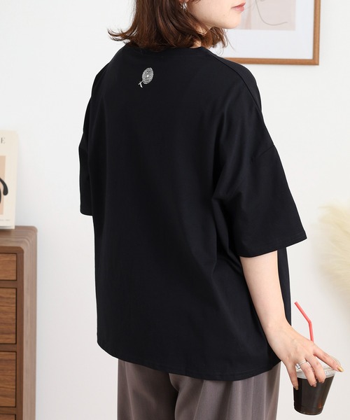 BARNDOOR(バーンドア)の「20天竺 ドルマン前プリント半袖Tシャツ(Tシャツ/カットソー・レディース・ミント/ブルー系1/オフホワイト/ブラック系2/ホワイト系1/ホワイト系2・FREE)」の15枚目の写真