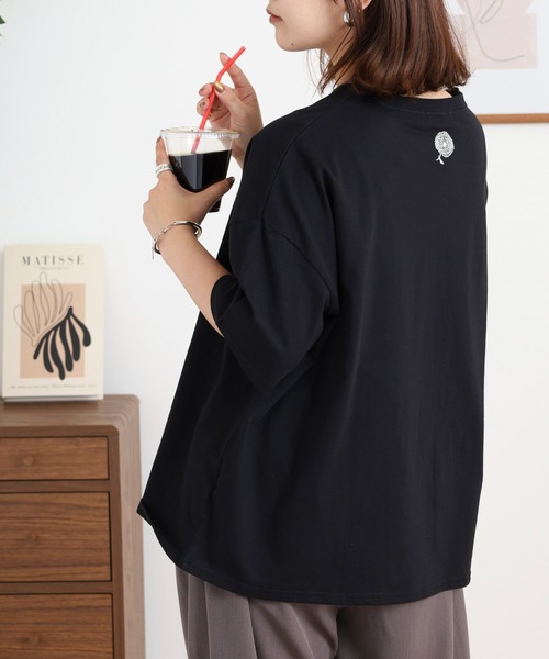 BARNDOOR(バーンドア)の「20天竺 ドルマン前プリント半袖Tシャツ(Tシャツ/カットソー・レディース・ミント/ブルー系1/オフホワイト/ブラック系2/ホワイト系1/ホワイト系2・FREE)」の16枚目の写真