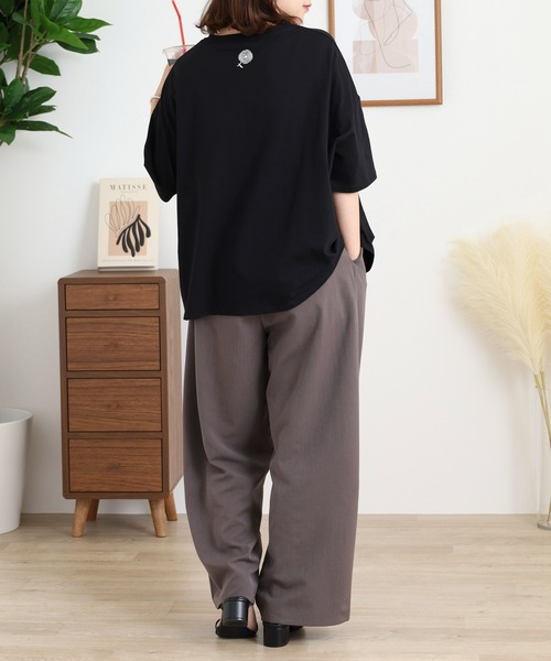 BARNDOOR(バーンドア)の「20天竺 ドルマン前プリント半袖Tシャツ(Tシャツ/カットソー・レディース・ミント/ブルー系1/オフホワイト/ブラック系2/ホワイト系1/ホワイト系2・FREE)」の18枚目の写真