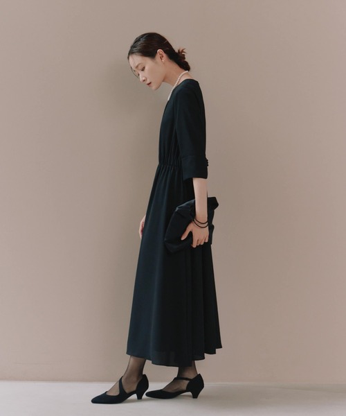 kaene（カエン）の「ライトシフォンミドルスリーブワンピース［ブラックフォーマル対応：自宅洗濯可］冠婚葬祭 礼服 喪服 入学式 卒業式 七五三 お宮参り【清涼裏地：春夏も対応】（ワンピース・レディース・ブラック・S/M/L）」の15枚目の写真