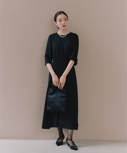 kaene（カエン）の「ライトシフォンミドルスリーブワンピース［ブラックフォーマル対応：自宅洗濯可］冠婚葬祭 礼服 喪服 入学式 卒業式 七五三 お宮参り【清涼裏地：春夏も対応】（ワンピース・レディース・ブラック・S/M/L）」の16枚目の写真