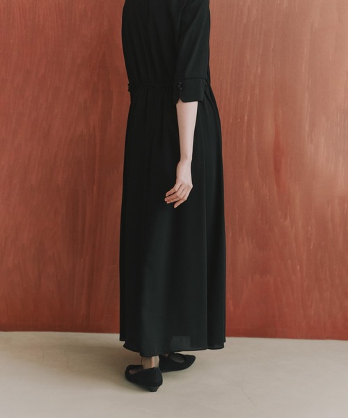 kaene（カエン）の「ライトシフォンミドルスリーブワンピース［ブラックフォーマル対応：自宅洗濯可］冠婚葬祭 礼服 喪服 入学式 卒業式 七五三 お宮参り【清涼裏地：春夏も対応】（ワンピース・レディース・ブラック・S/M/L）」の21枚目の写真
