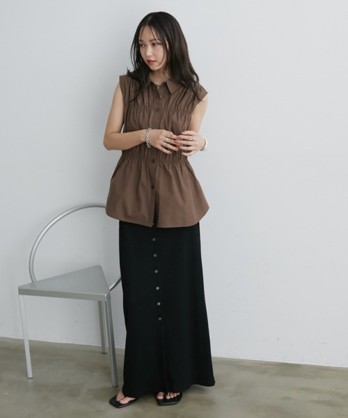 Aunt Marie's(アントマリーズ)の「ブロードシャーリングノースリーブシャツ(シャツ/ブラウス・レディース・その他/アイボリー/ブラウン・FREE)」の15枚目の写真