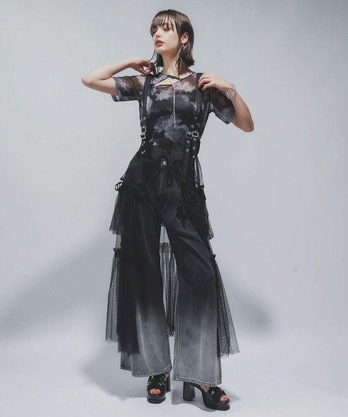 HARE（ハレ）の「BLURRYフラワーガラシアーＴ(HARE)（Tシャツ/カットソー・レディース・ブラック/ブルー・FREE）」の4枚目の写真