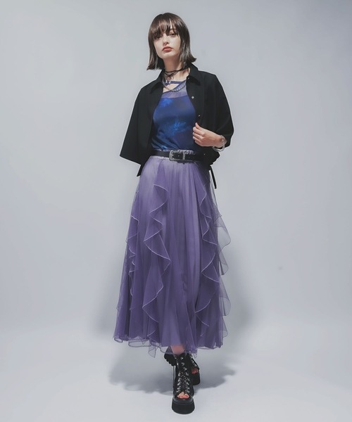 HARE（ハレ）の「BLURRYフラワーガラシアーＴ(HARE)（Tシャツ/カットソー・レディース・ブラック/ブルー・FREE）」の7枚目の写真