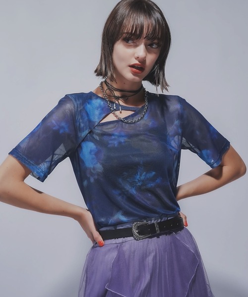 HARE（ハレ）の「BLURRYフラワーガラシアーＴ(HARE)（Tシャツ/カットソー・レディース・ブラック/ブルー・FREE）」の16枚目の写真