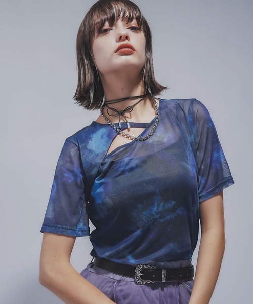 HARE（ハレ）の「BLURRYフラワーガラシアーＴ(HARE)（Tシャツ/カットソー・レディース・ブラック/ブルー・FREE）」の17枚目の写真