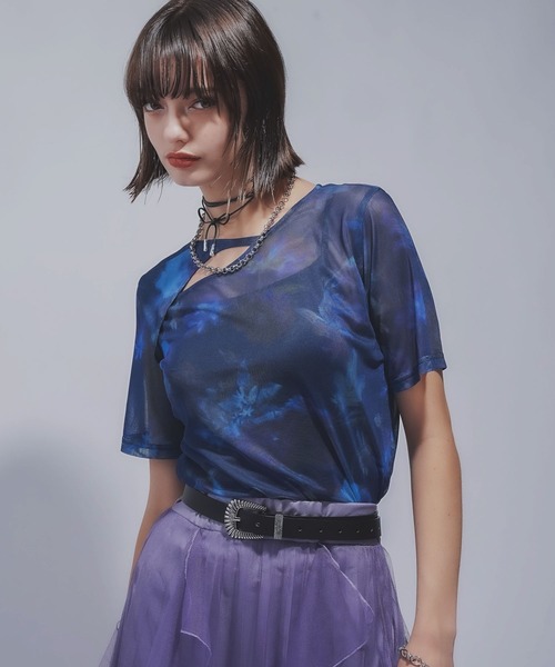 HARE（ハレ）の「BLURRYフラワーガラシアーＴ(HARE)（Tシャツ/カットソー・レディース・ブラック/ブルー・FREE）」の18枚目の写真