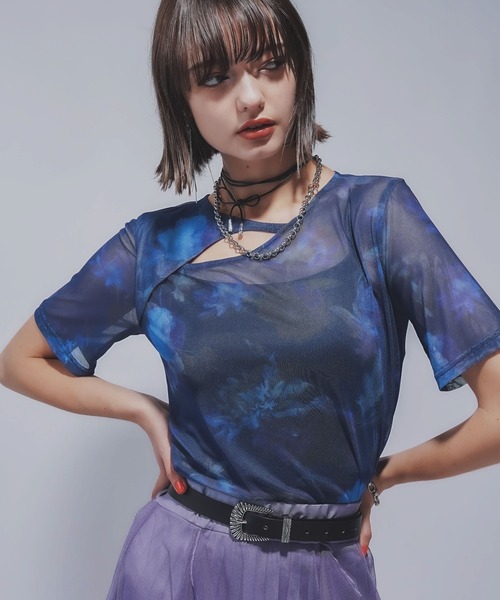 HARE（ハレ）の「BLURRYフラワーガラシアーＴ(HARE)（Tシャツ/カットソー・レディース・ブラック/ブルー・FREE）」の19枚目の写真