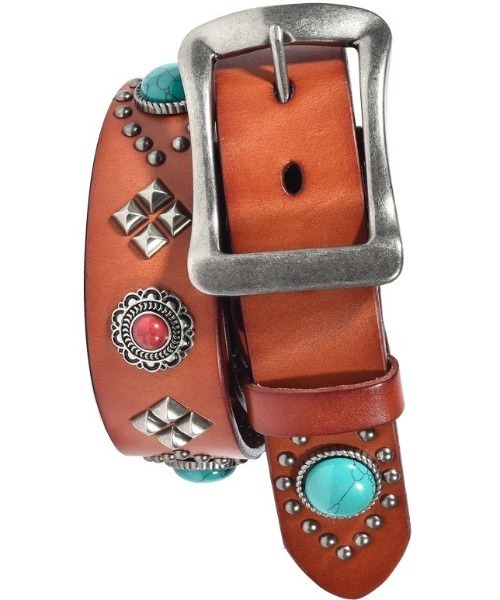 Bling Leads(ブリングリーズ)の「Z)【BLINGLEADS】ZK-59 本革 STONE BELT(ベルト・メンズ・ブラック/ライトブラウン・FREE)」の4枚目の写真