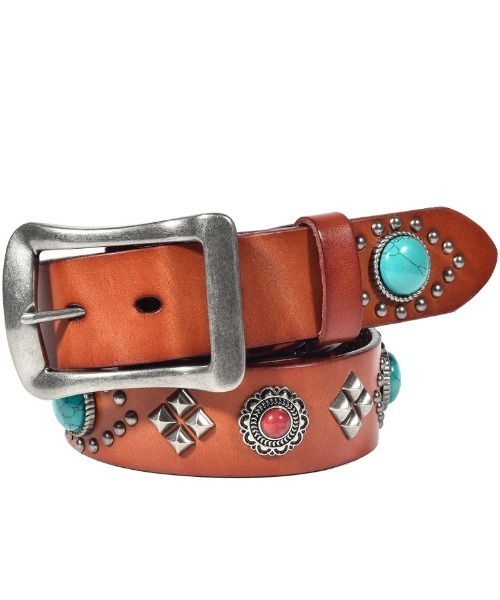 Bling Leads(ブリングリーズ)の「Z)【BLINGLEADS】ZK-59 本革 STONE BELT(ベルト・メンズ・ブラック/ライトブラウン・FREE)」の7枚目の写真