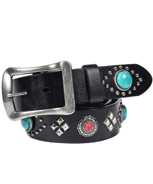 Bling Leads(ブリングリーズ)の「Z)【BLINGLEADS】ZK-59 本革 STONE BELT(ベルト・メンズ・ブラック/ライトブラウン・FREE)」の6枚目の写真