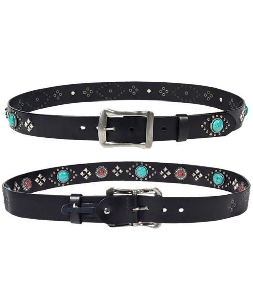 Bling Leads(ブリングリーズ)の「Z)【BLINGLEADS】ZK-59 本革 STONE BELT(ベルト・メンズ・ブラック/ライトブラウン・FREE)」の8枚目の写真