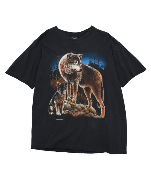 LABORATORY R(ラボラトリーアール)の「【USED】90’s “Wolf” アニマル Tシャツ(Tシャツ/カットソー・メンズ・ブラック・X-LARGE)」の1枚目の写真