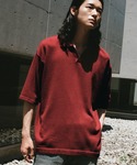WYM LIDNM（ウィム バイ リドム）の「PIN BORDER KNIT POLO（ポロシャツ・M）」