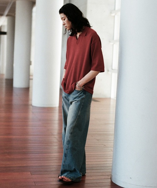 WYM LIDNM（ウィム バイ リドム）の「PIN BORDER KNIT POLO