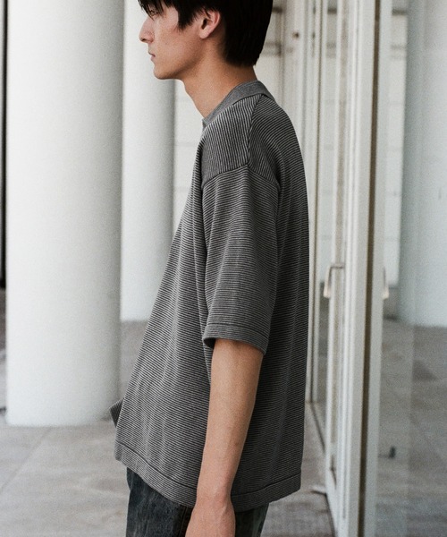 WYM LIDNM（ウィム バイ リドム）の「PIN BORDER KNIT POLO