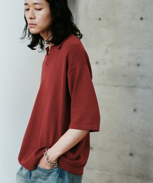 WYM LIDNM（ウィム バイ リドム）の「PIN BORDER KNIT POLO