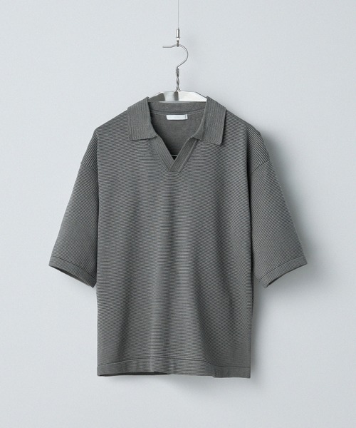 トップス WYM LIDNM PIN BORDER KNIT POLO PIN BORDER KNIT POLO（ポロシャツ）｜WYM LIDNM（ウィム バイ