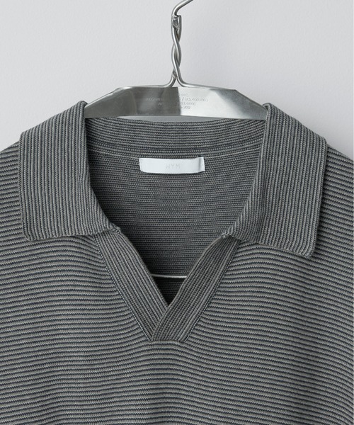 PIN BORDER KNIT POLO（ポロシャツ）｜WYM LIDNM（ウィム バイ