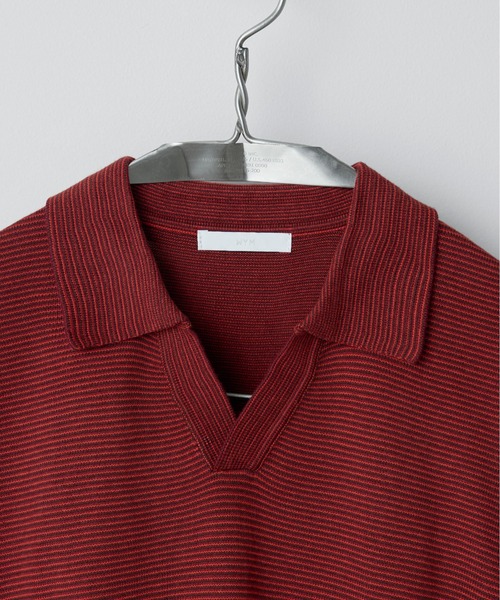 PIN BORDER KNIT POLO（ポロシャツ）｜WYM LIDNM（ウィム バイ