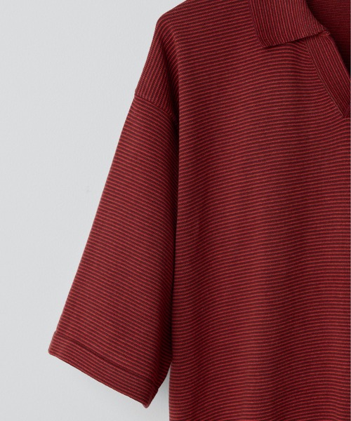 【新品・未開封】WYM LIDNM PIN BORDER KNIT POLO 赤 PIN BORDER KNIT POLO（ポロシャツ）｜WYM LIDNM（ウィム バイ