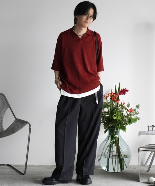 トップス wym lidnm PIN BORDER KNIT POLO M WYM LIDNM ポロシャツ PIN BORDER KNIT POLO メンズ : ZOZOTOWN
