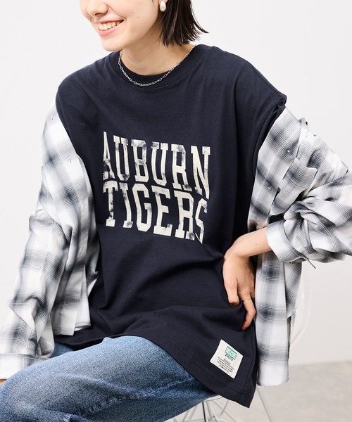 DISCUS ATHLETIC(ディスカス アスレチック)の「【DISCUS ATHLETIC/ディスカスアスレチック】オーバーサイズU.S.カレッジTシャツ(Tシャツ/カットソー・レディース・チャコールグレー/ホワイト系その他2/ホワイト/ネイビー・38)」の4枚目の写真